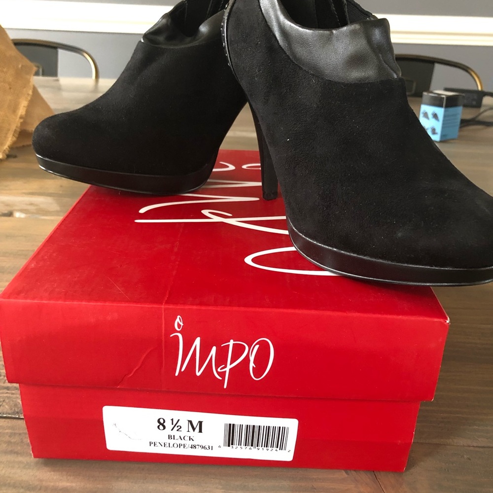 Black suede and leather booties